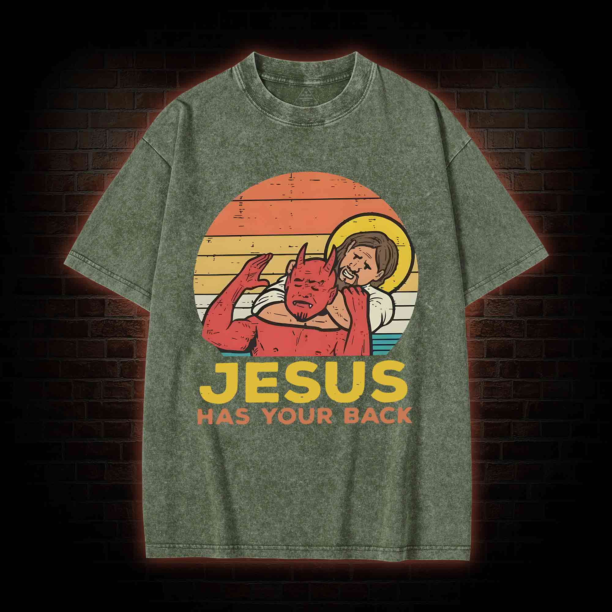 Jesus Has Your Back Washed T-shirt