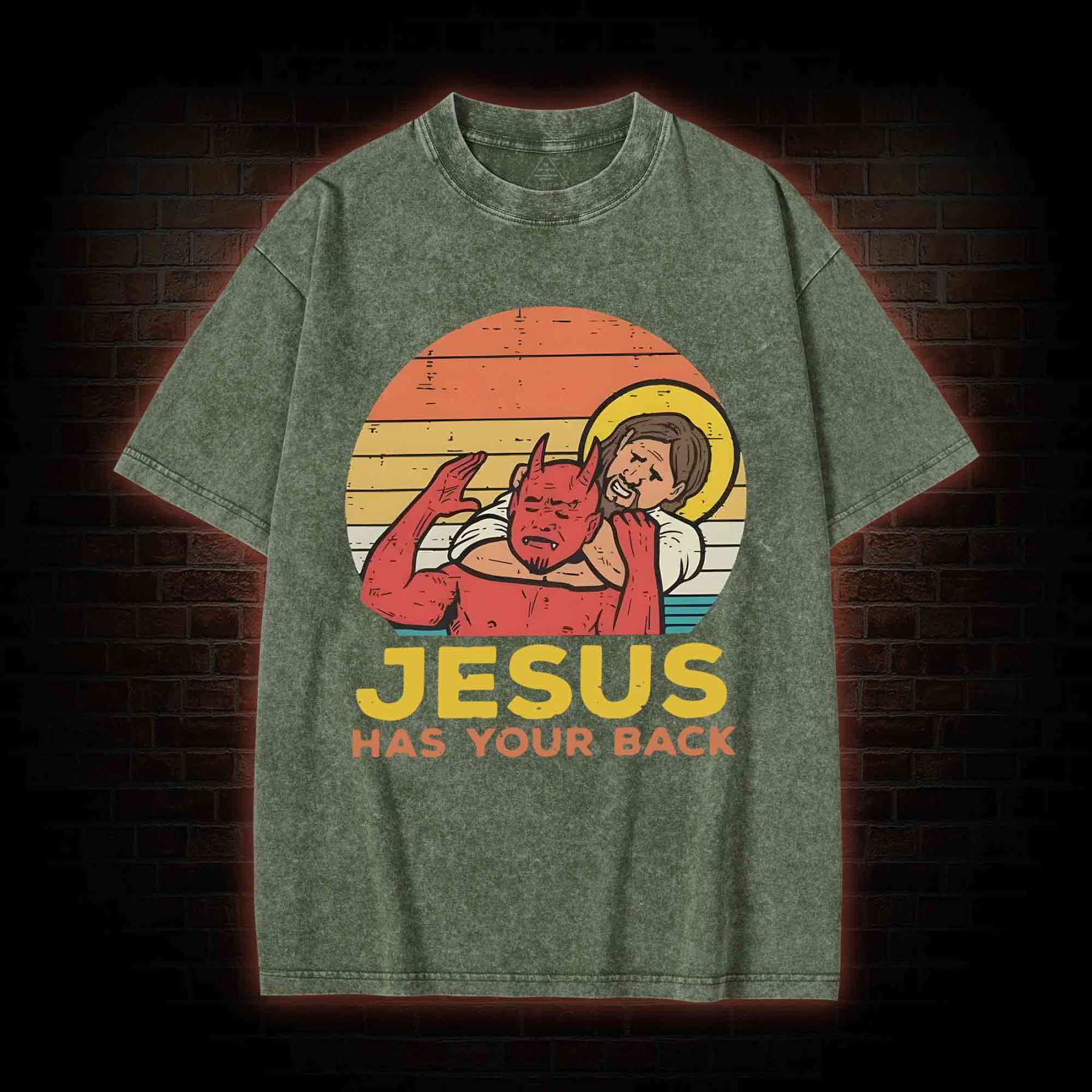 Jesus Has Your Back Washed T-shirt