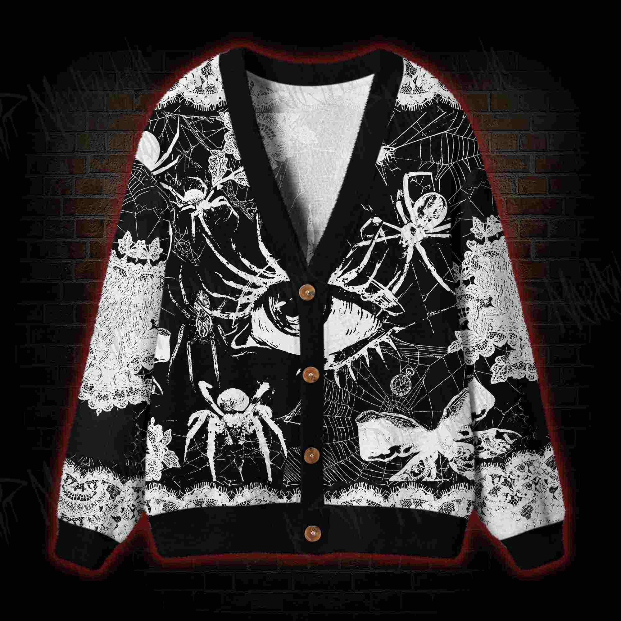 Lace Spider Noir Cardigan Sweater