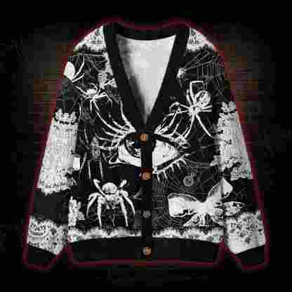 Lace Spider Noir Cardigan Sweater