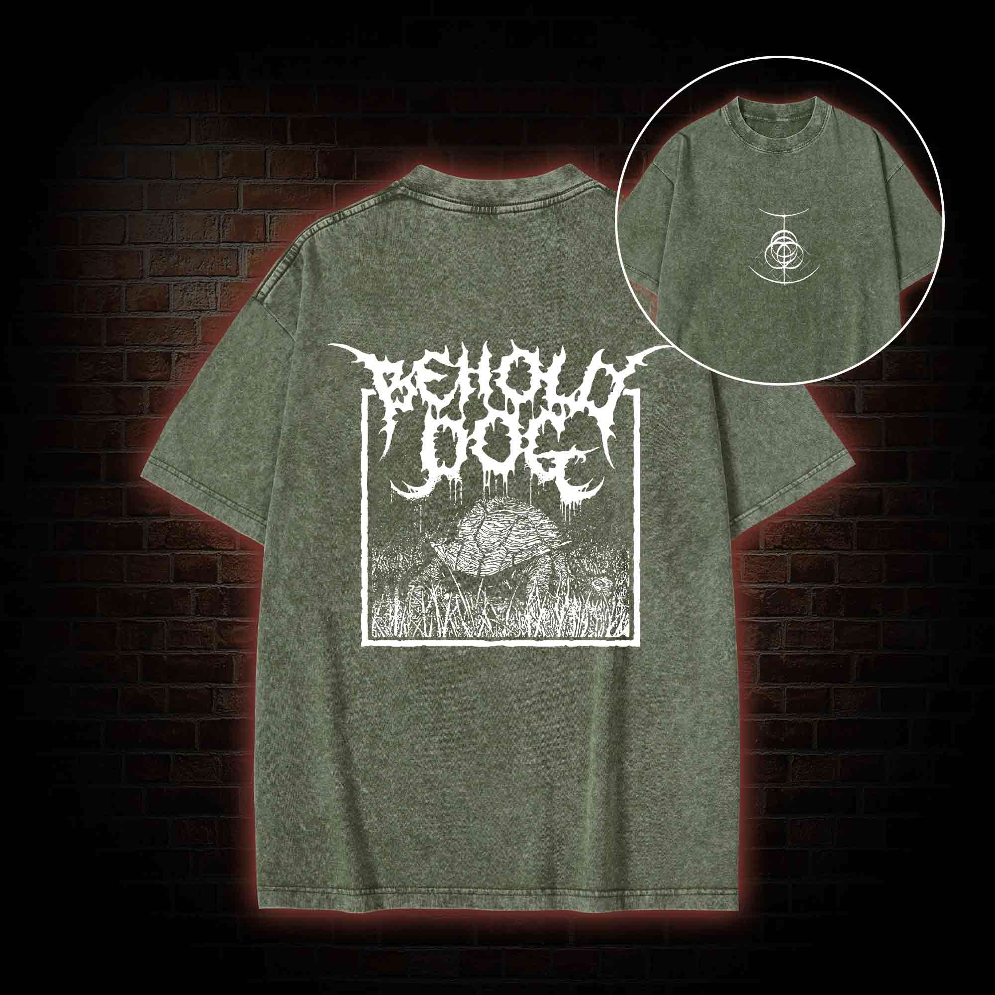 Behold Dog Back Print Washed T-shirt
