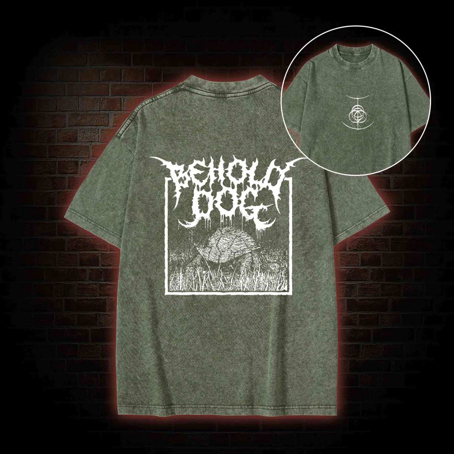Behold Dog Back Print Washed T-shirt