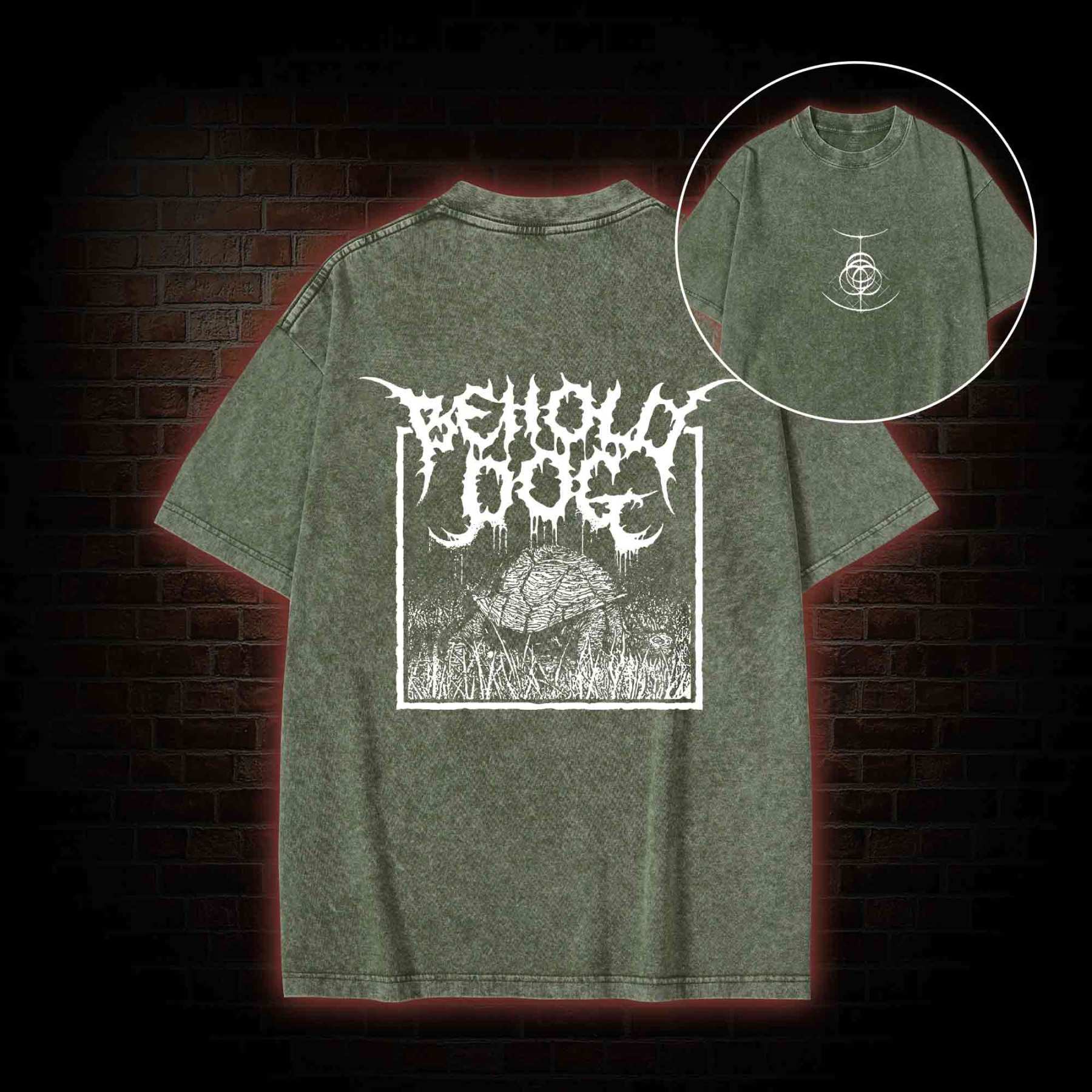 Behold Dog Back Print Washed T-shirt