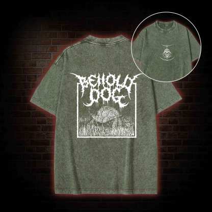 Behold Dog Back Print Washed T-shirt