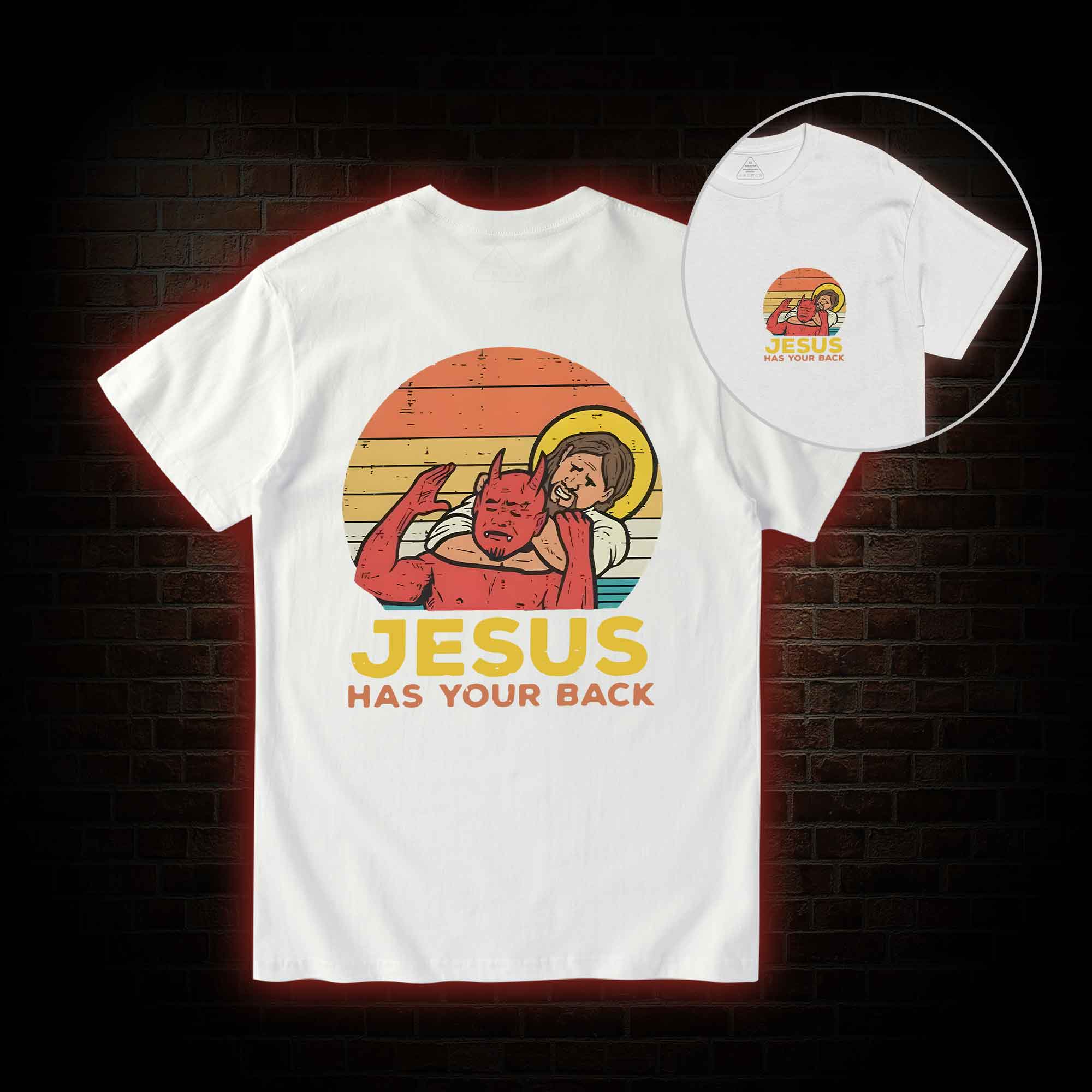 Jesus Has Your Back Back Print T-Shirt