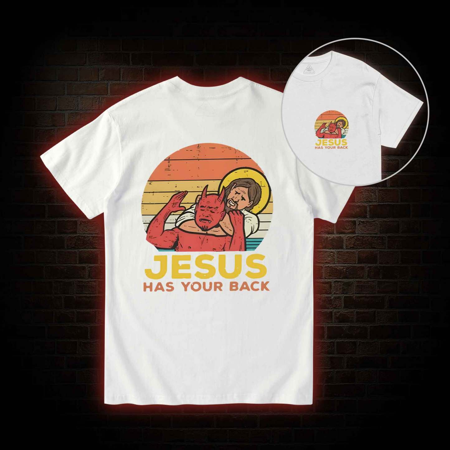 Jesus Has Your Back Back Print T-Shirt