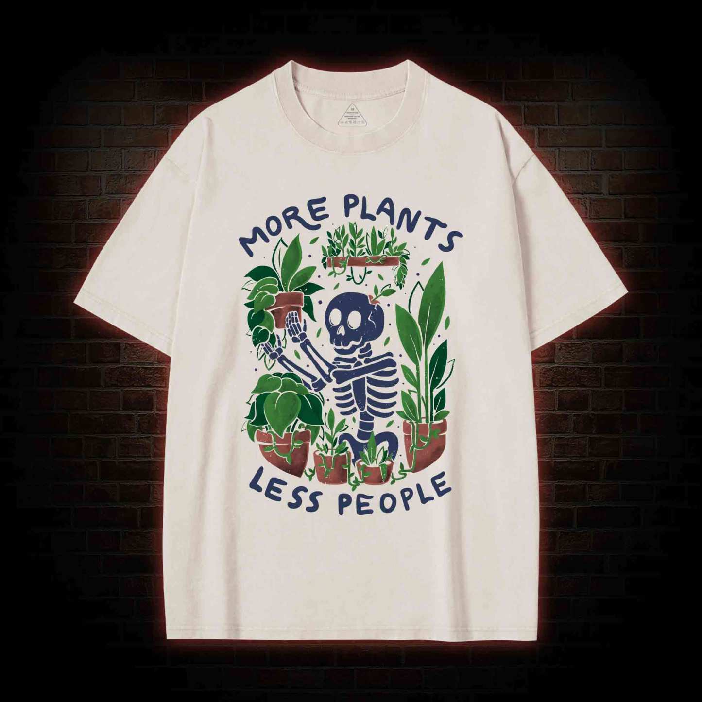 More Plants Less People Washed T-shirt