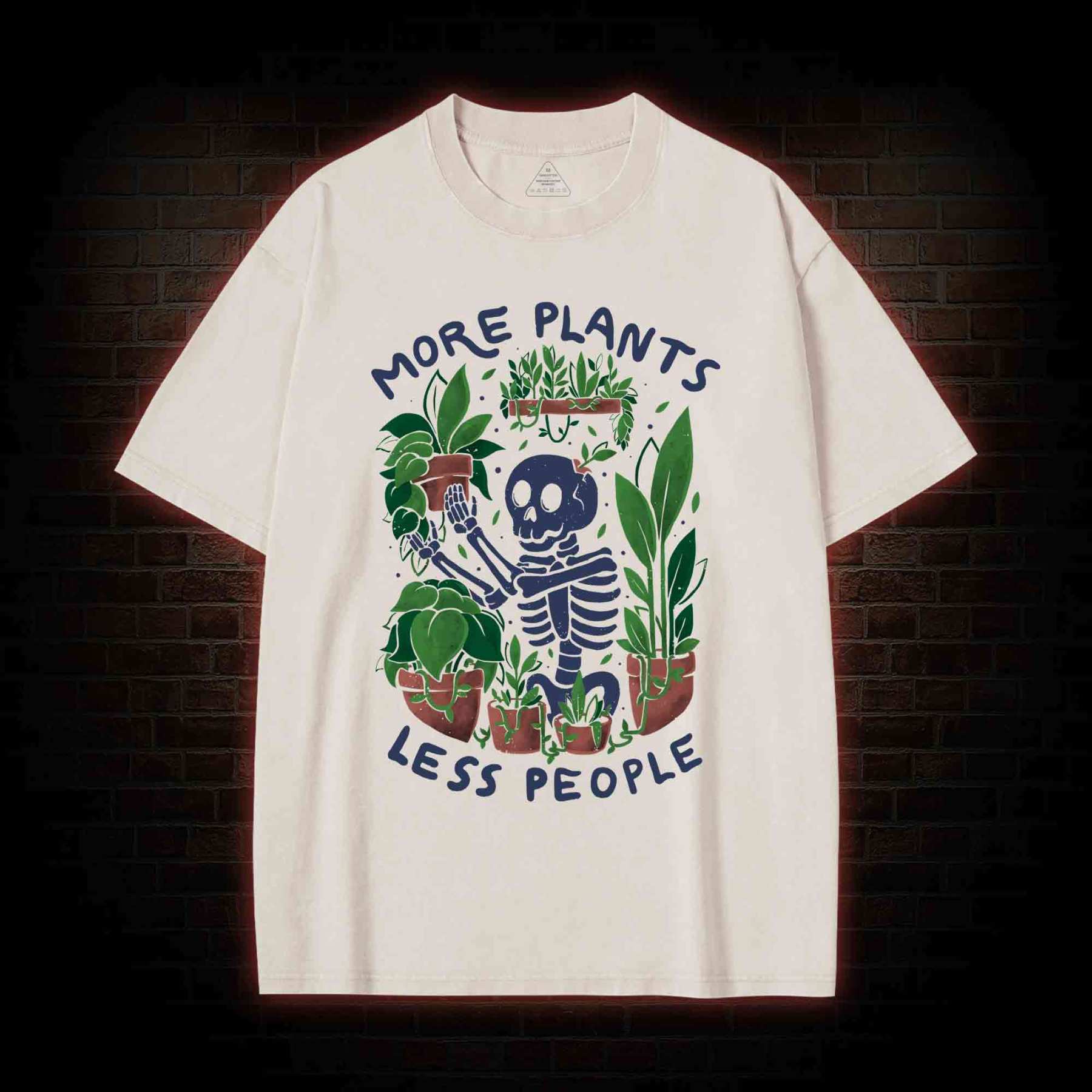 More Plants Less People Washed T-shirt