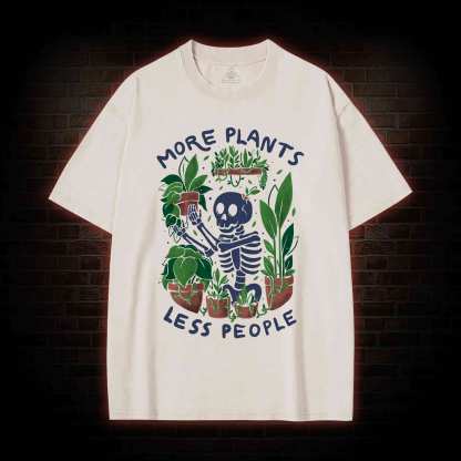 More Plants Less People Washed T-shirt