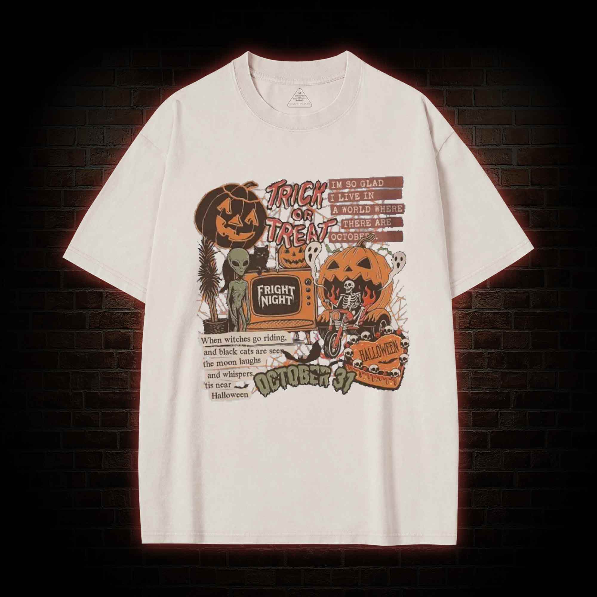 Vintage Halloween Collage Washed T-shirt