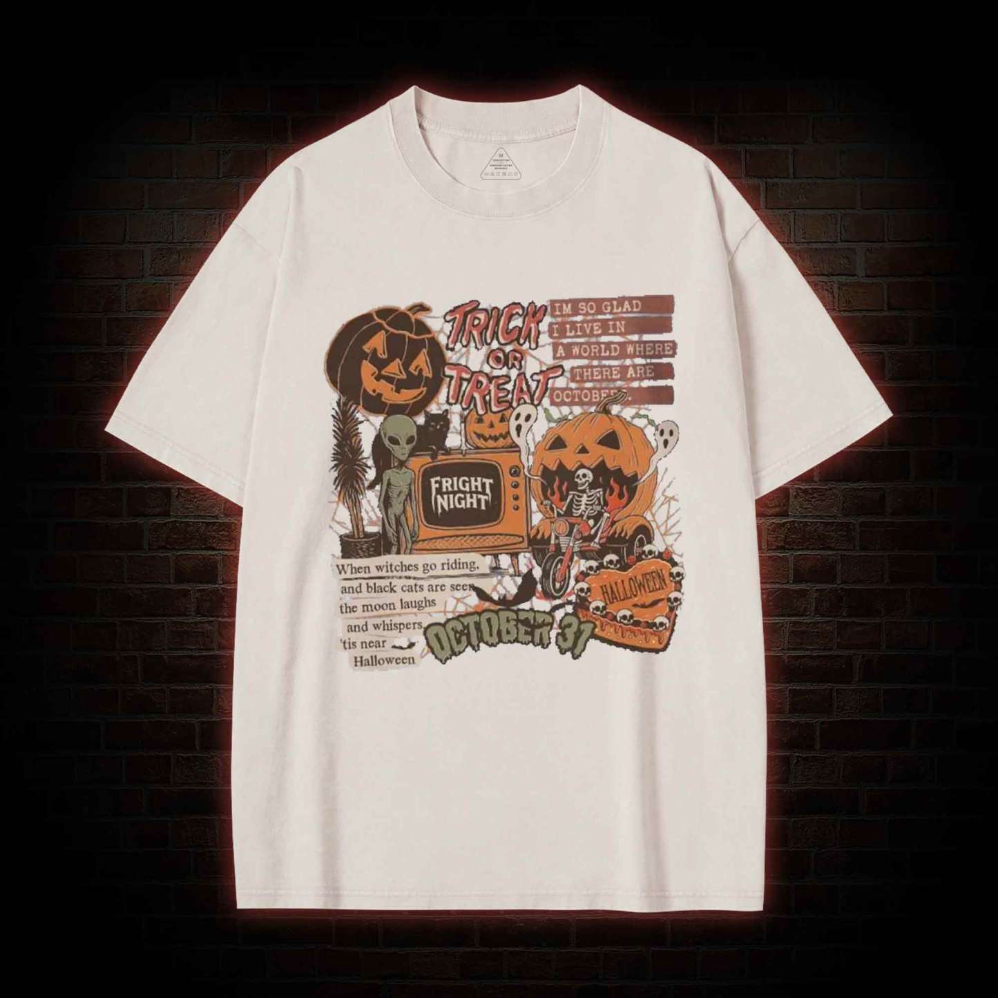 Vintage Halloween Collage Washed T-shirt