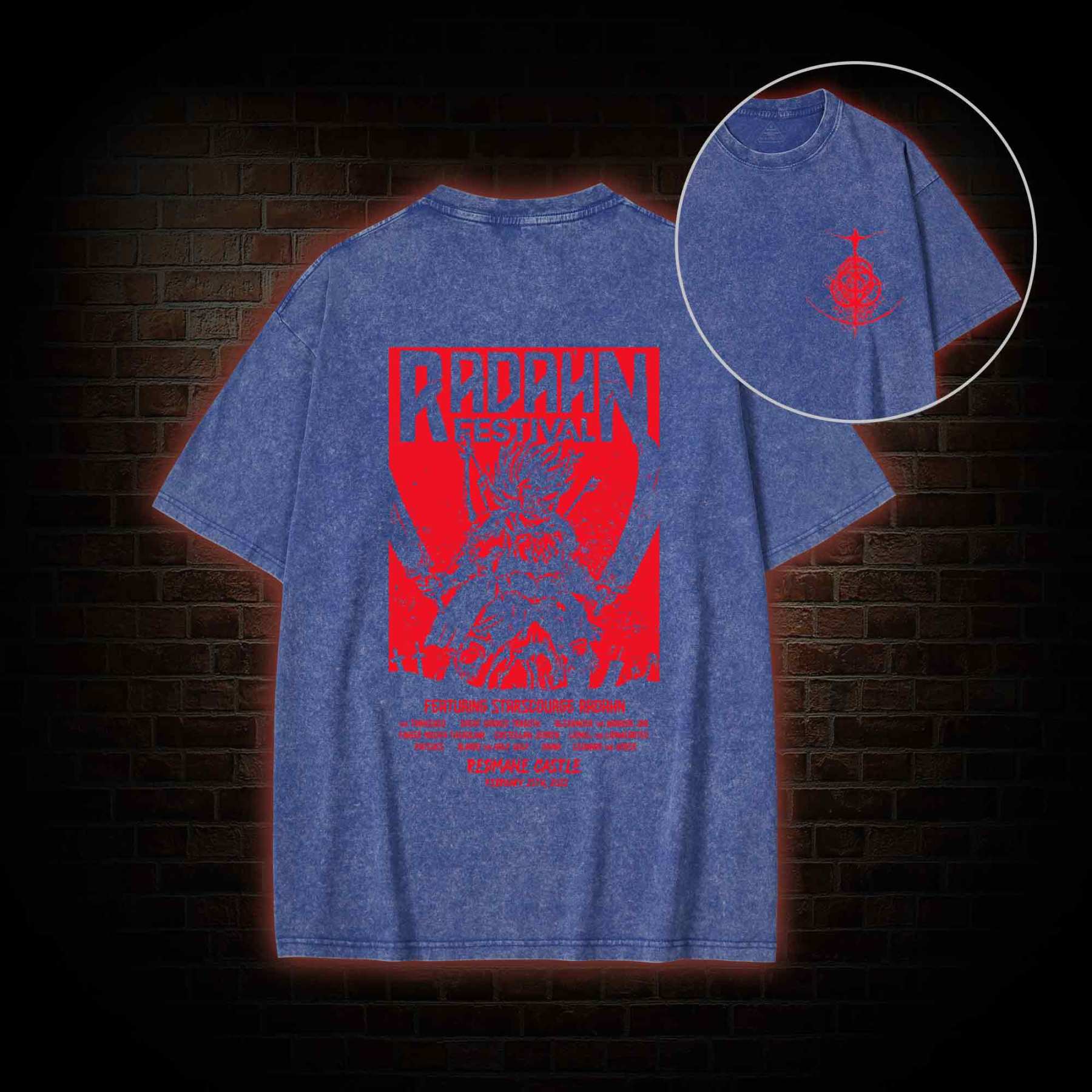 Battle Festival Back Print Washed T-shirt