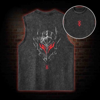 Berserker Mask Back Print Washed Tank Top