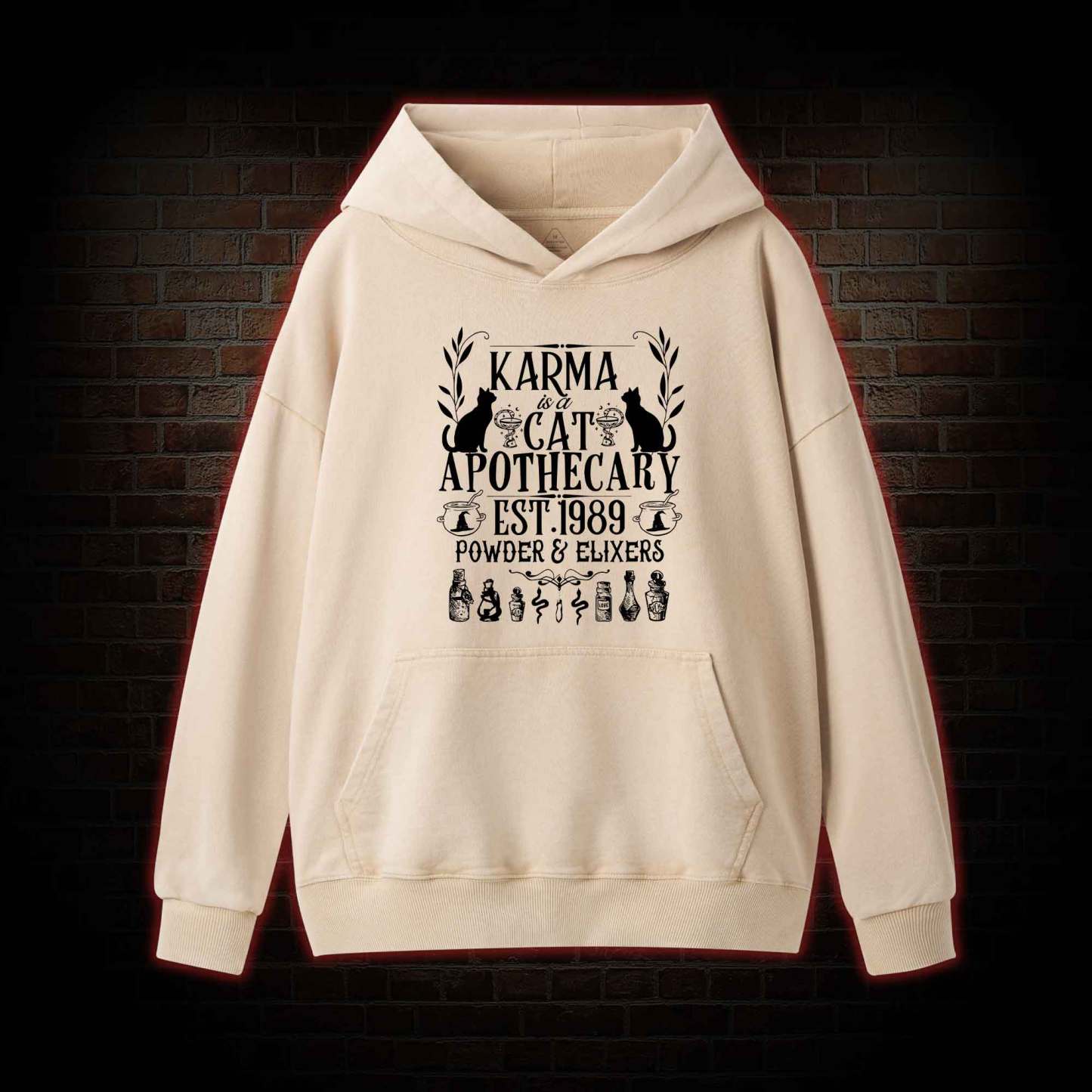 Karma Is A Cat Apothecary Washed Hoodie