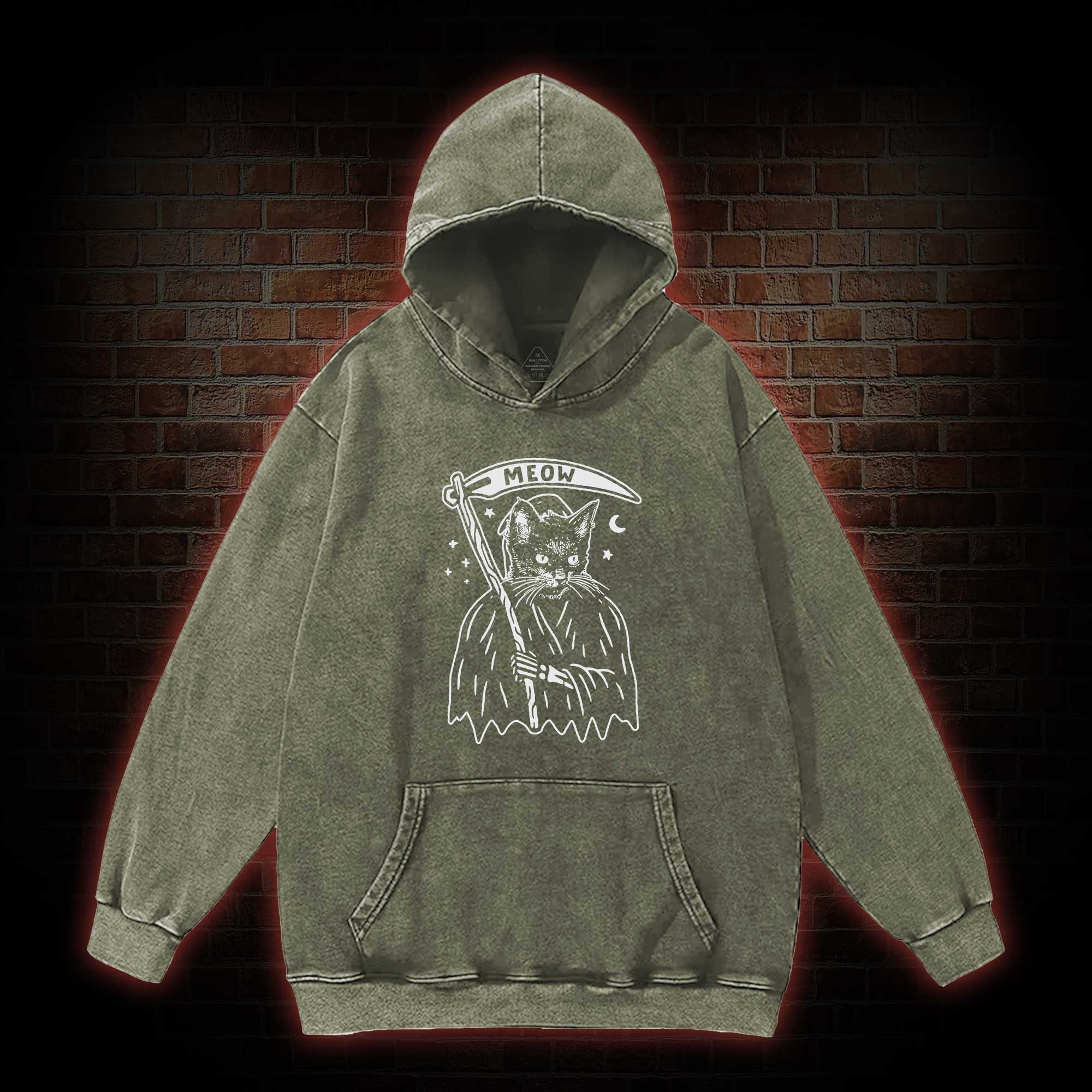 Death Meow Washed Hoodie
