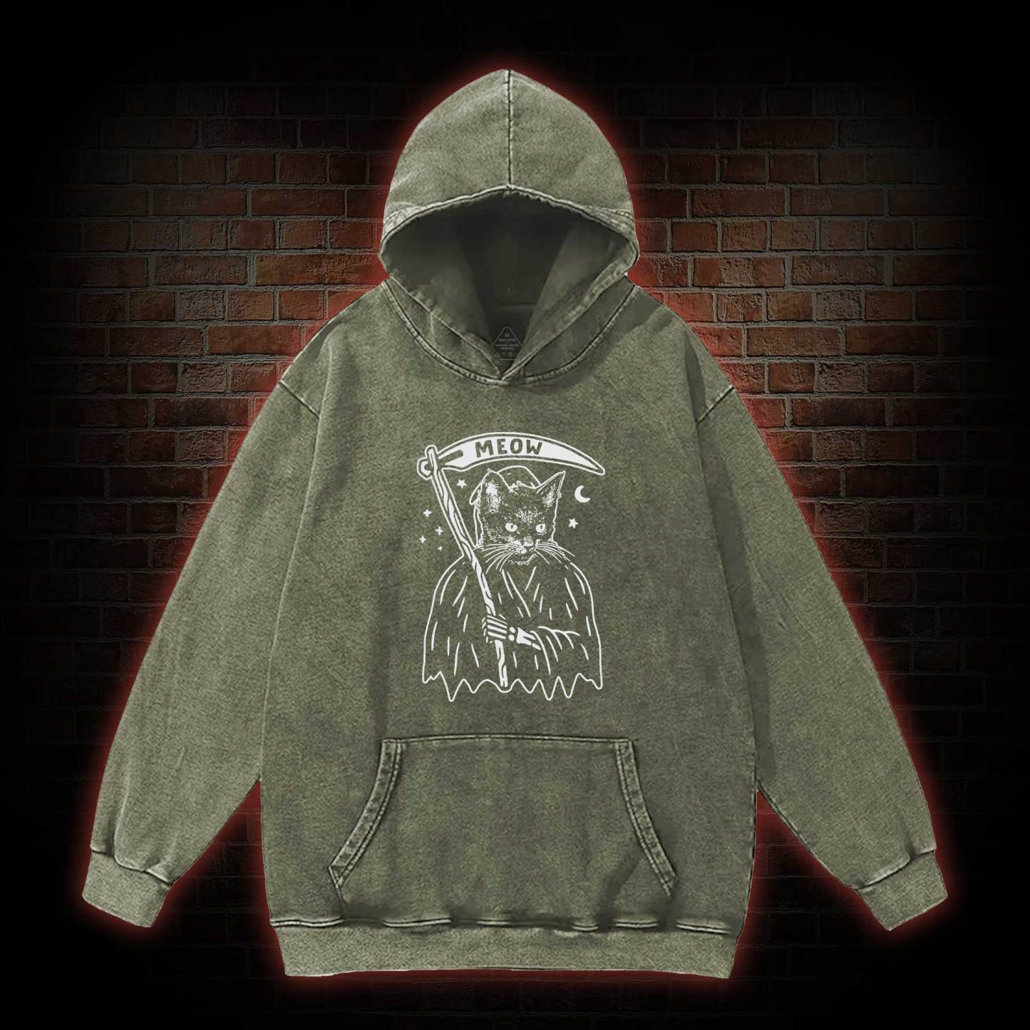 Death Meow Washed Hoodie