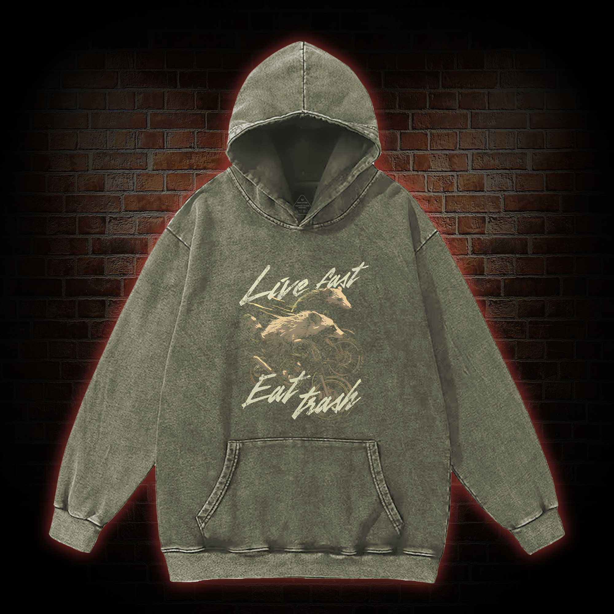 Live Fast Eat Trash Washed Hoodie