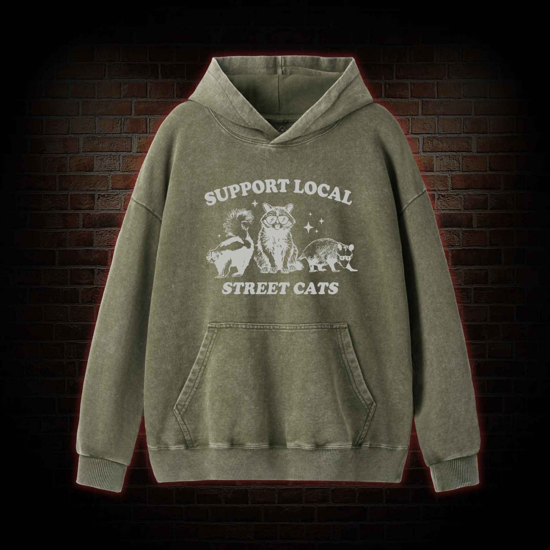 Support Local Street Cats Washed Hoodie