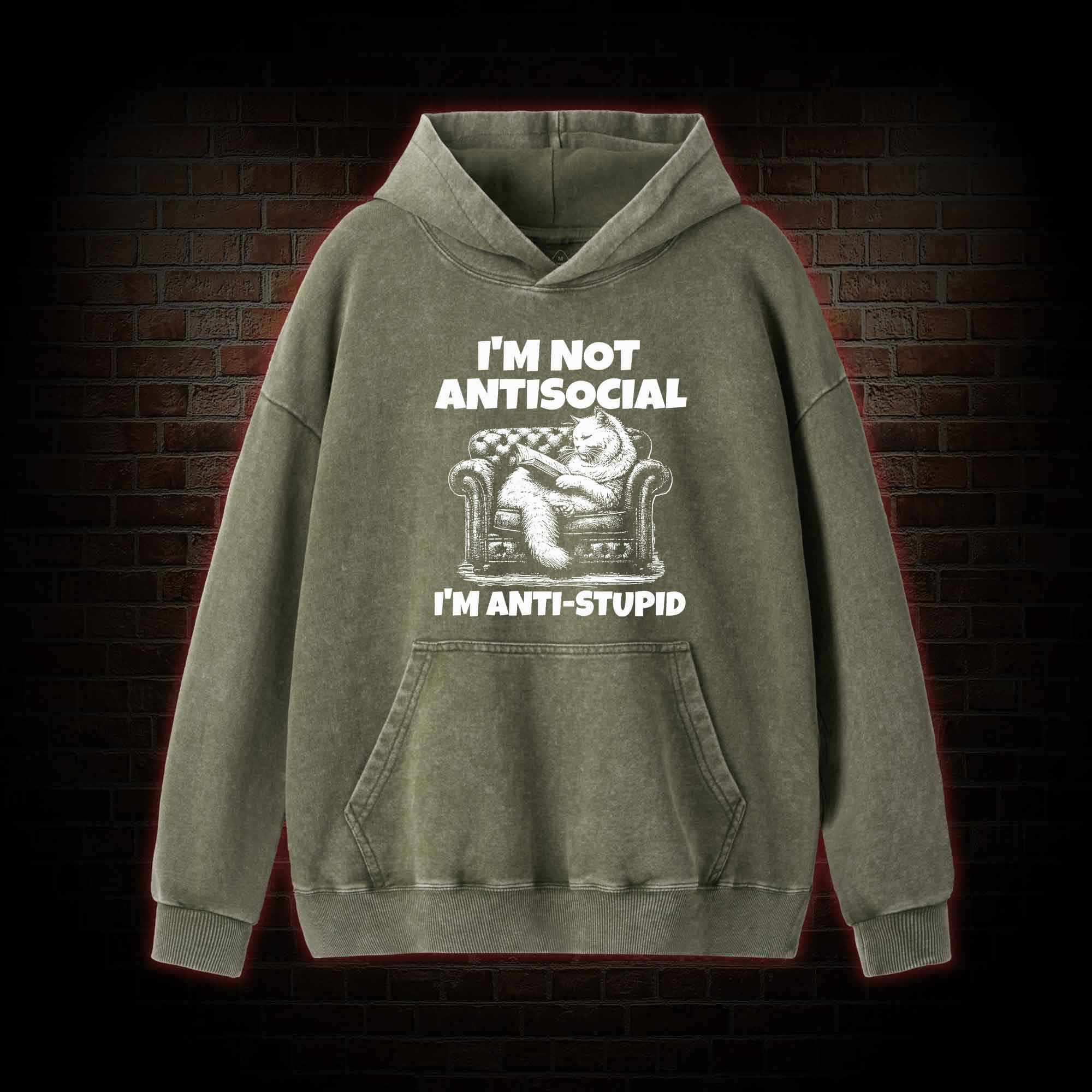 I'm Not Antisocial Washed Hoodie