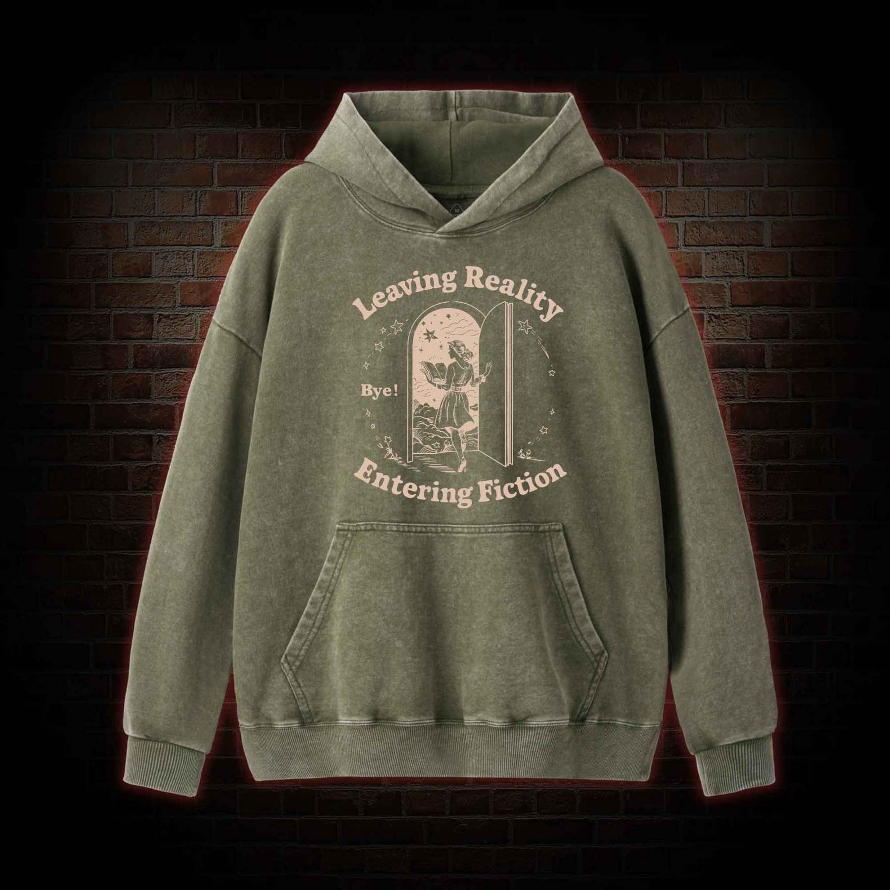 Leaving Reality Entering Fiction Washed Hoodie