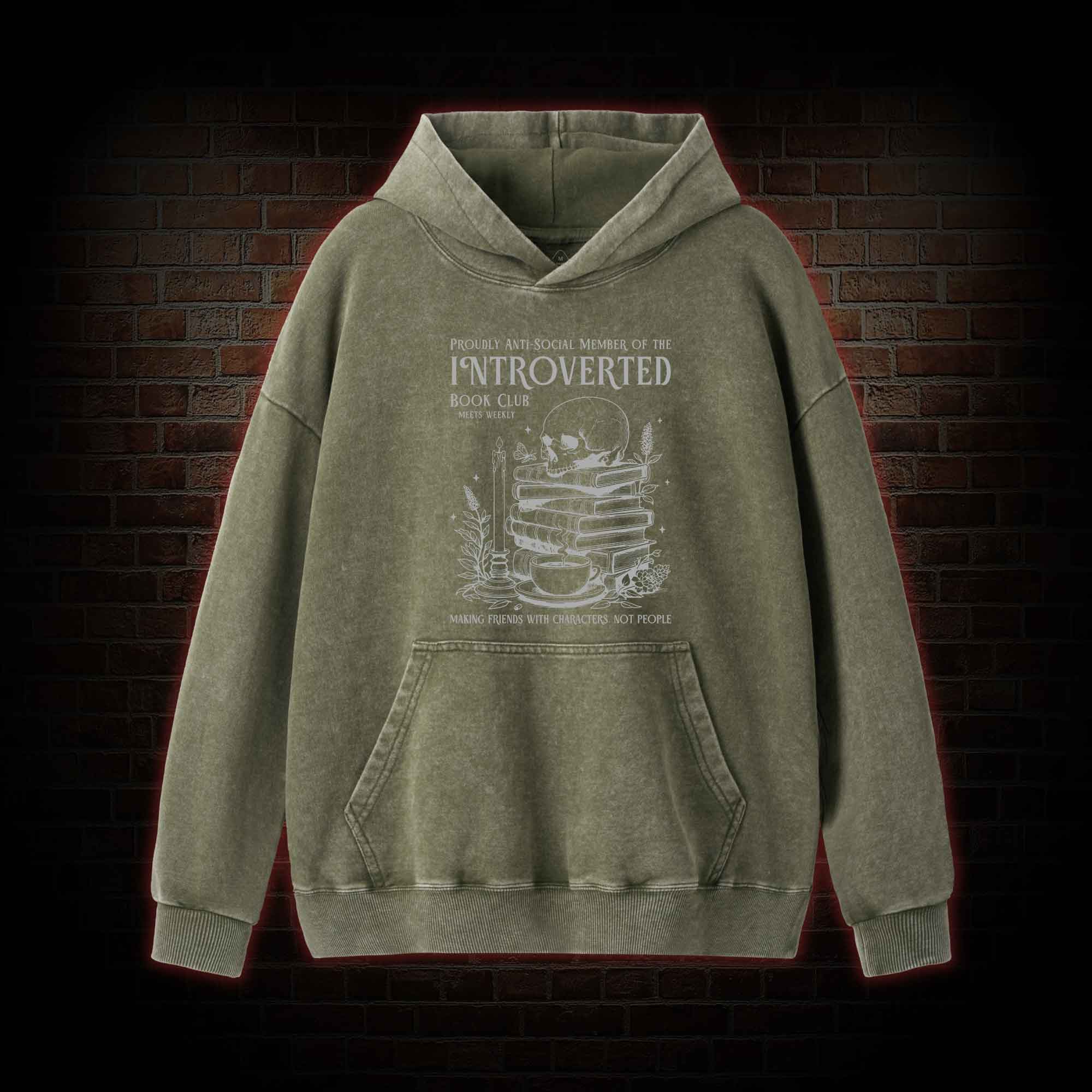 Introverted Book Club Washed Hoodie