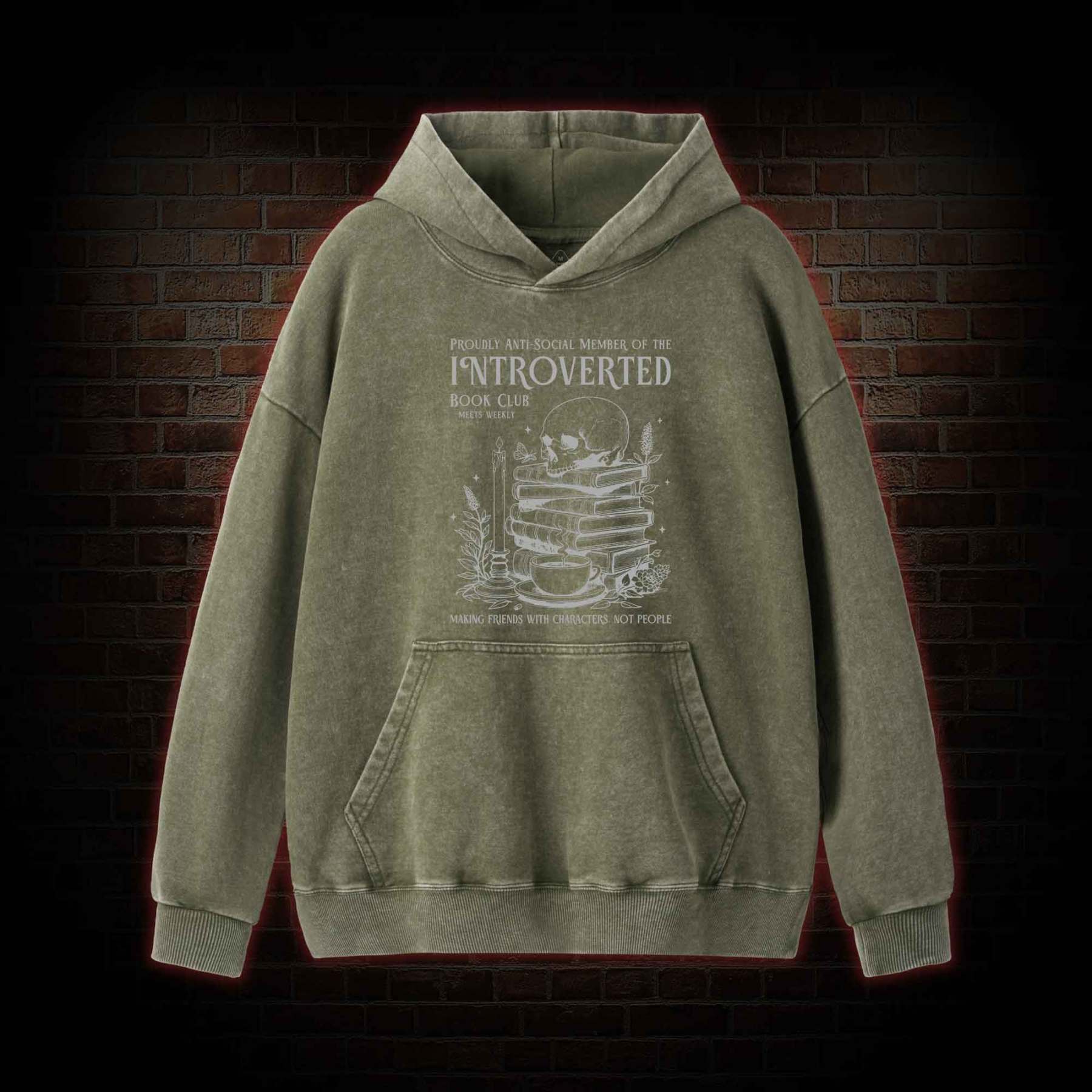 Introverted Book Club Washed Hoodie