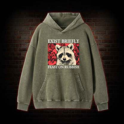 Exist Briefly Feast On Rubbish Washed Hoodie