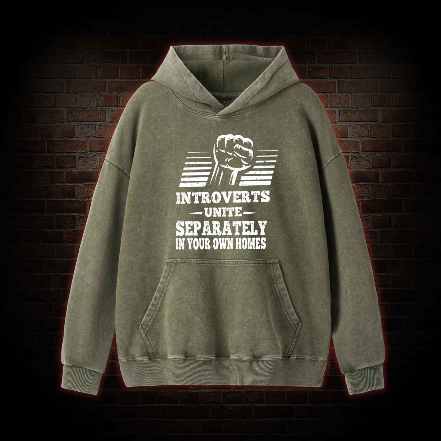 Introverts Unite Separately In Your Own Homes Washed Hoodie