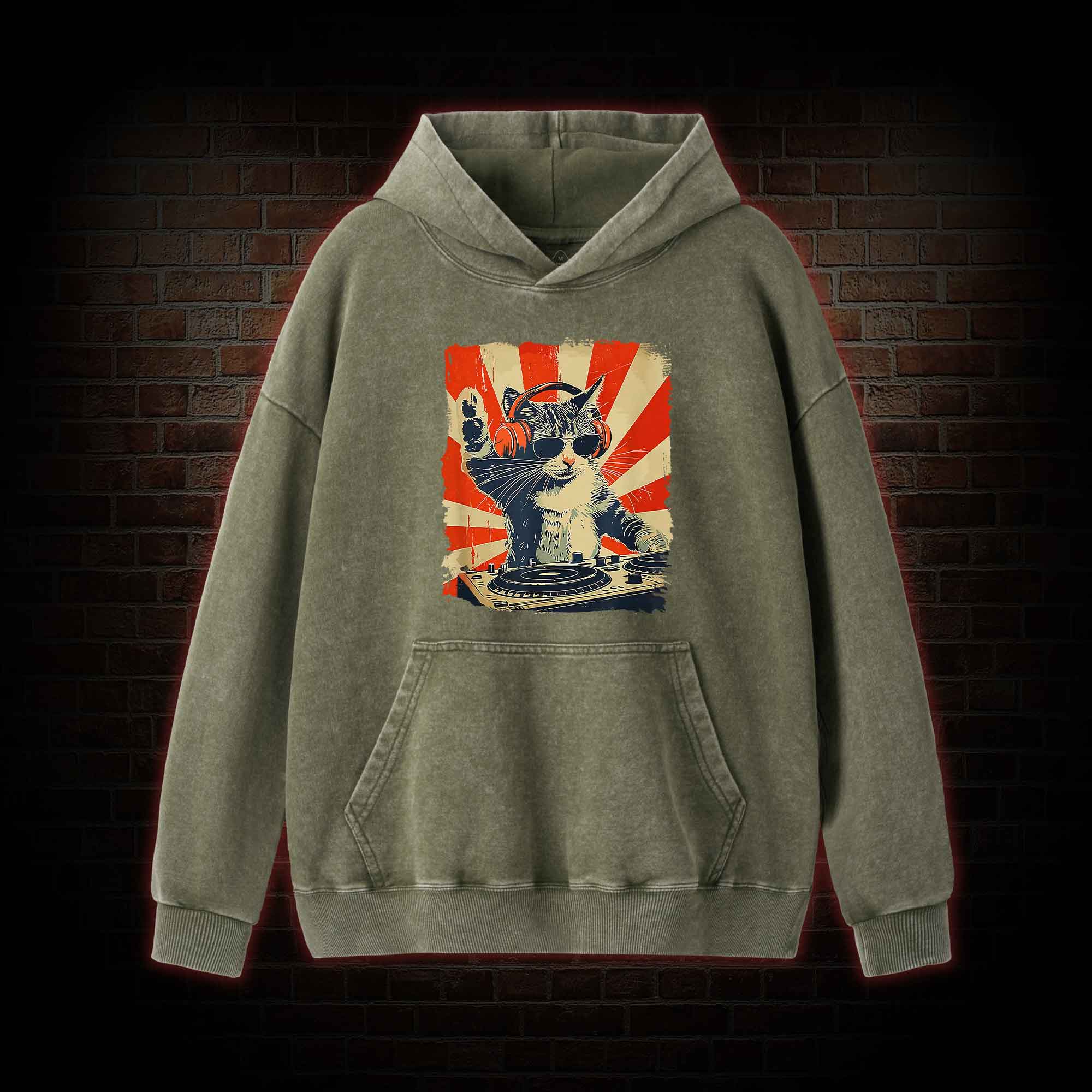 Dj Cat  Washed Hoodie