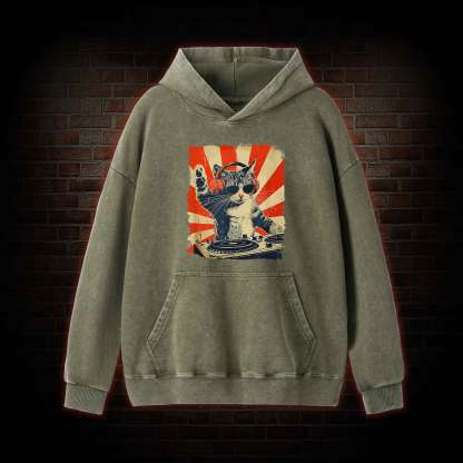 Dj Cat  Washed Hoodie