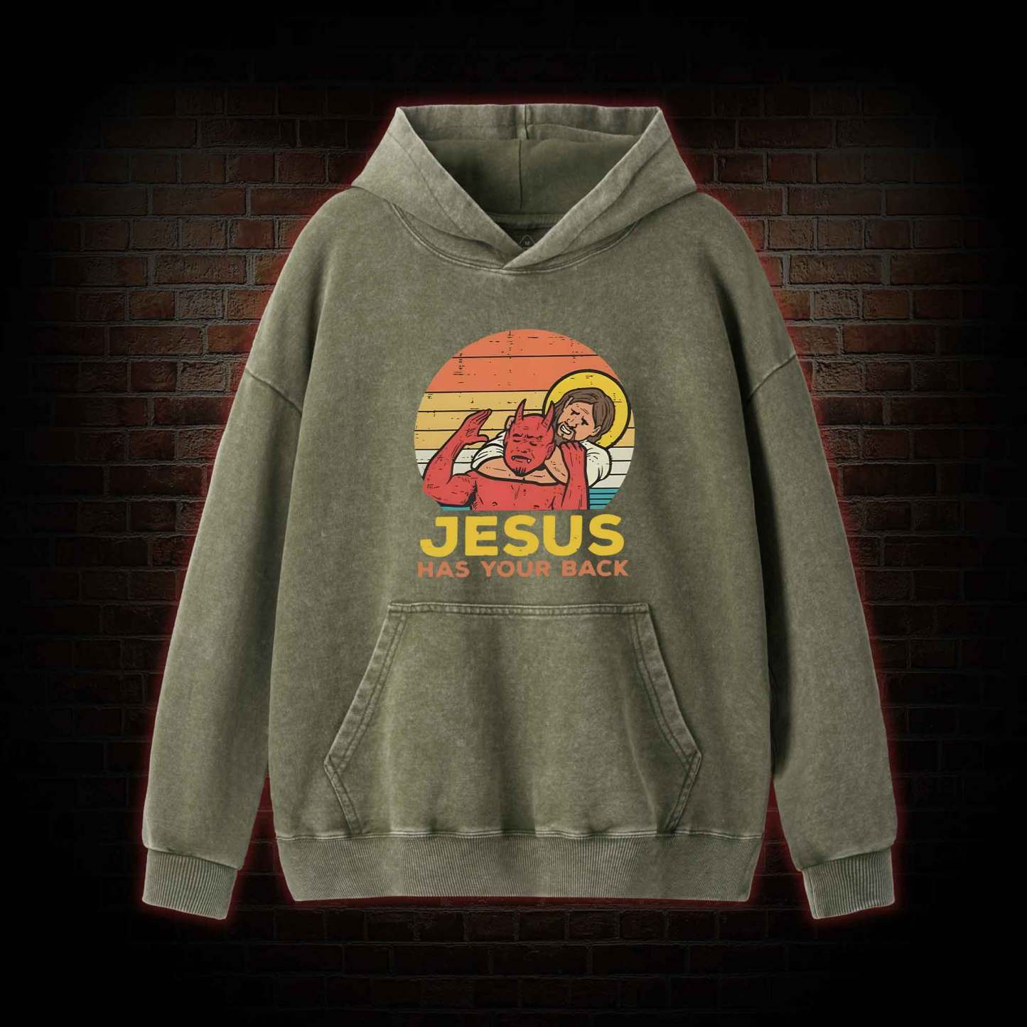 Jesus Has Your Back Washed Hoodie