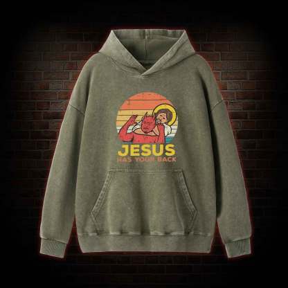 Jesus Has Your Back Washed Hoodie