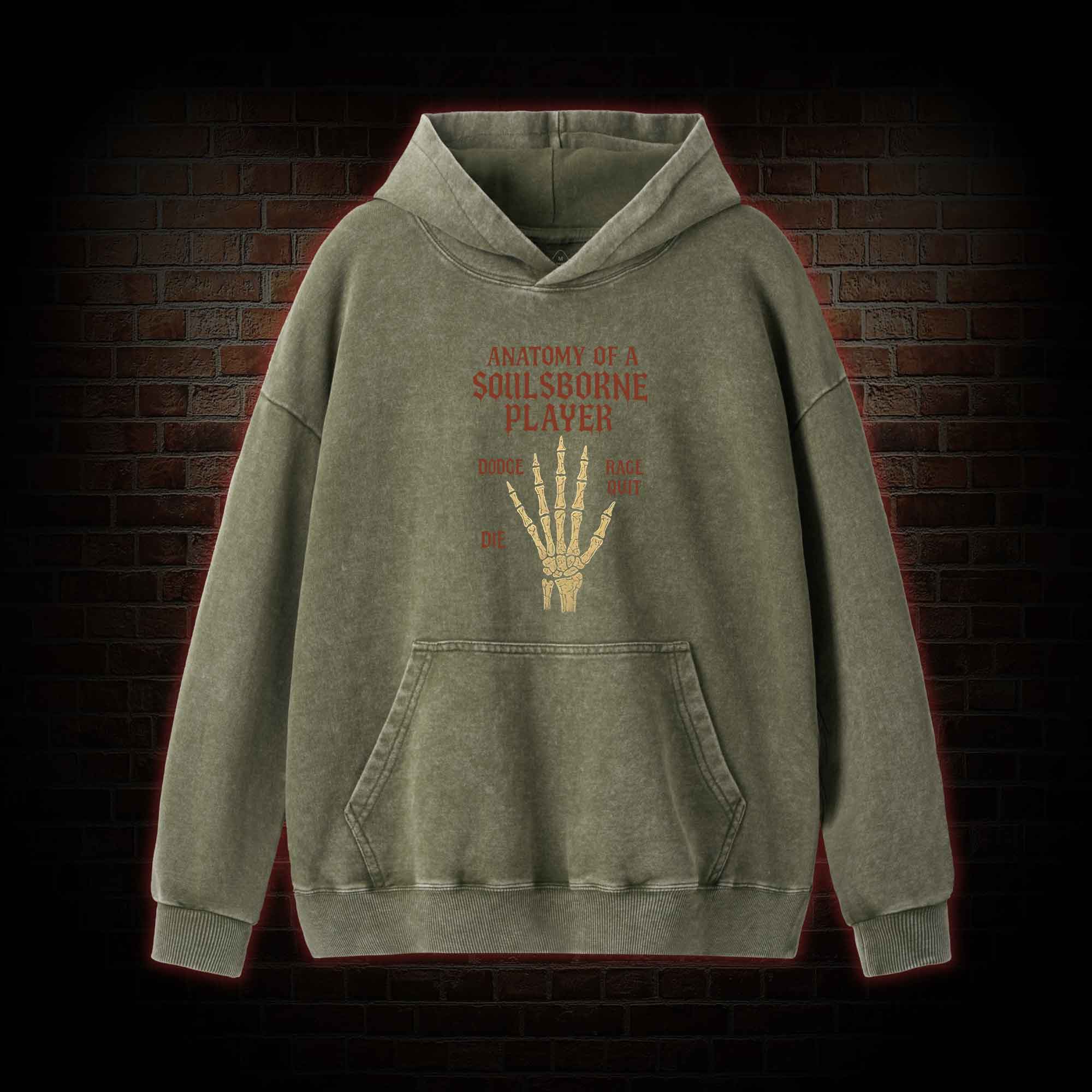Anatomy of a Soulsborne Player Washed Hoodie