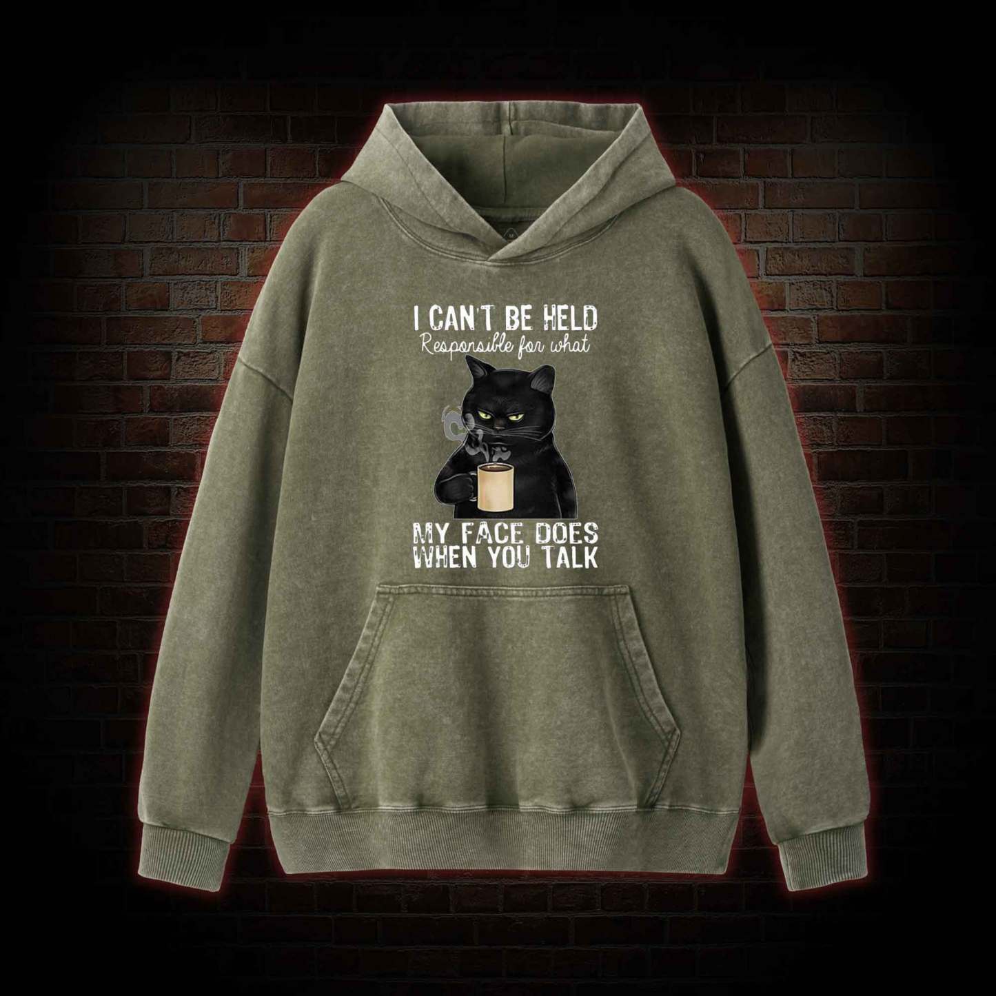 I Can’t Be Held Responsible For What My Face Does Washed Hoodie