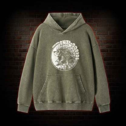 Feeling Anti-Social Washed Hoodie
