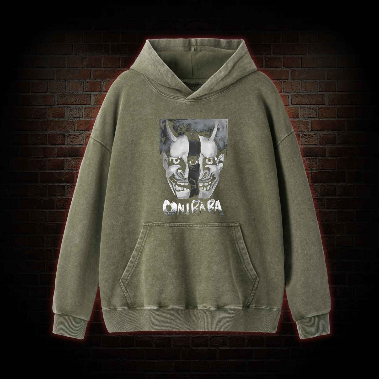 Bizarre Samurai Mask Washed Hoodie