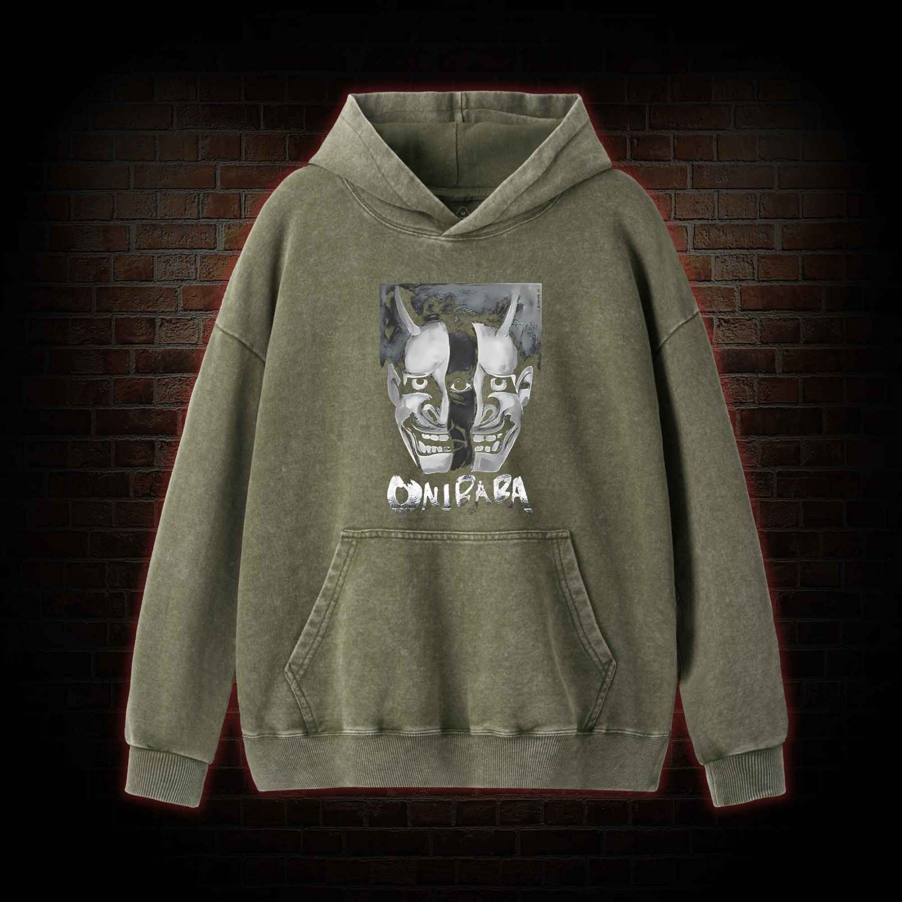 Bizarre Samurai Mask Washed Hoodie