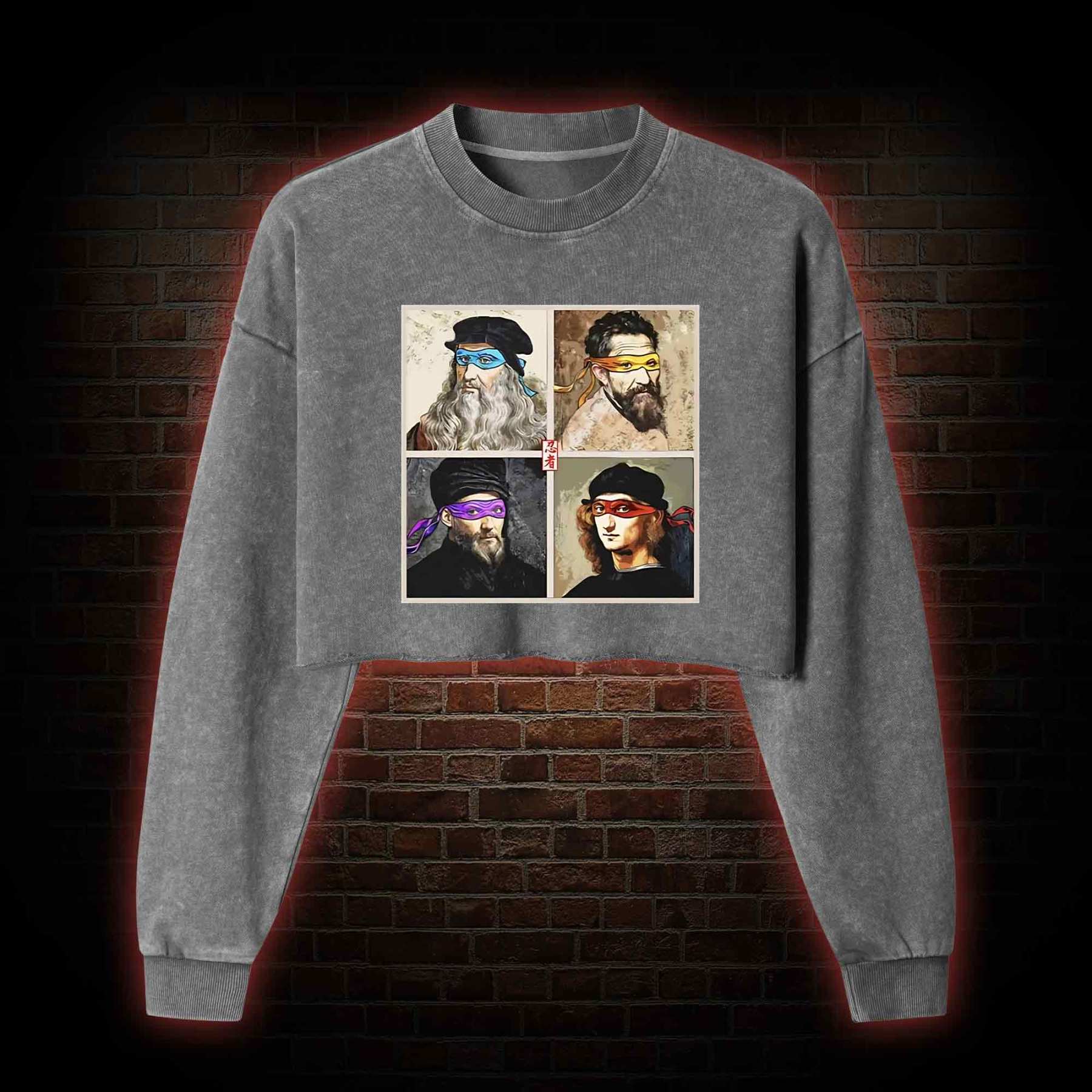 Masters of the Renaissance in the Light Washed Cropped Sweatshirts