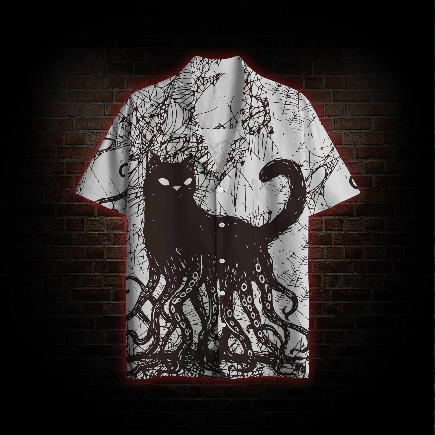 Octopus And Black Cat Hawaiian Shirt