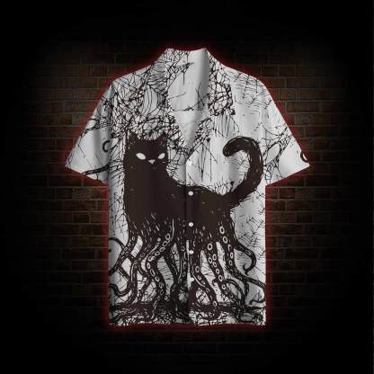 Octopus And Black Cat Hawaiian Shirt