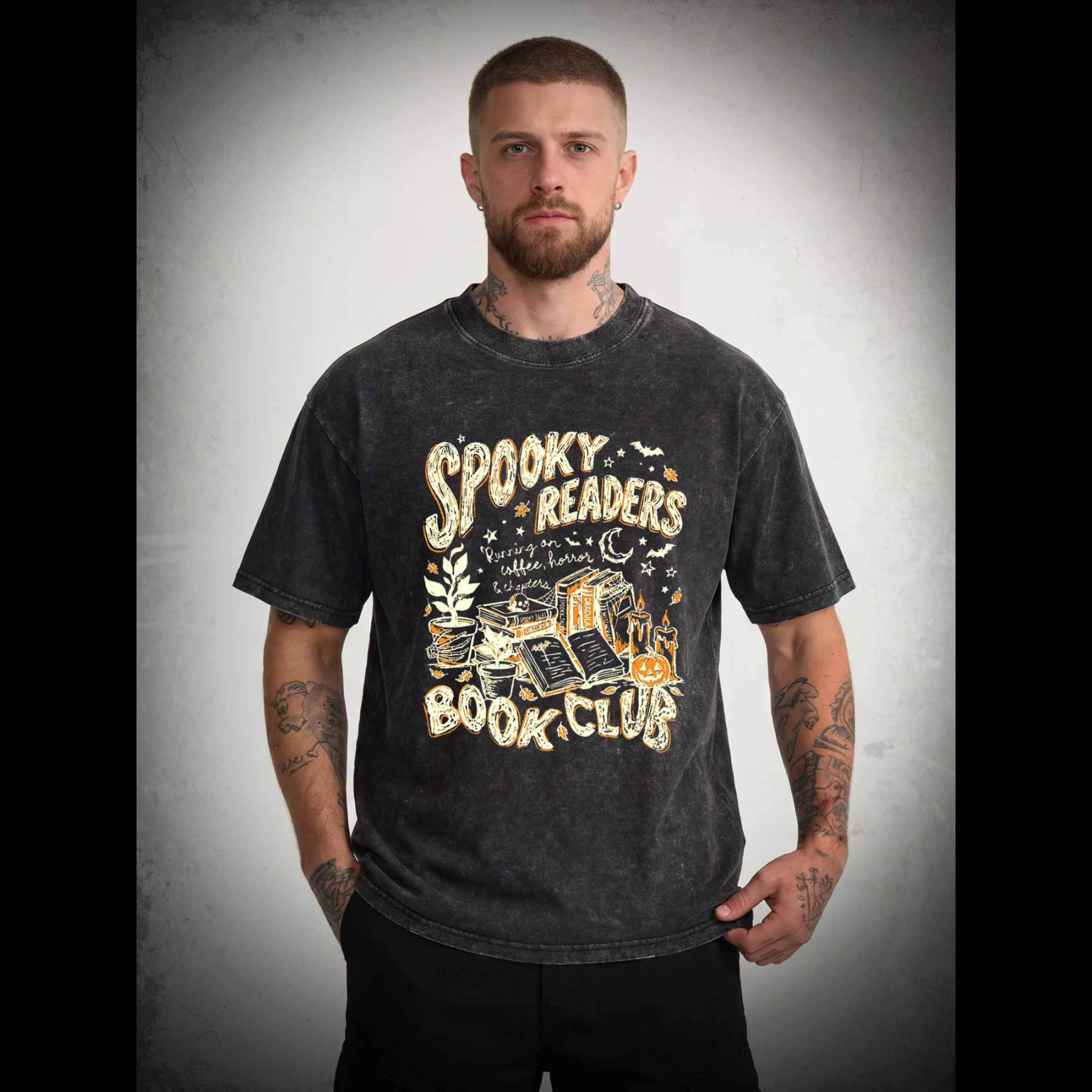 Spooky Readers Book Club Halloween Washed T-shirt