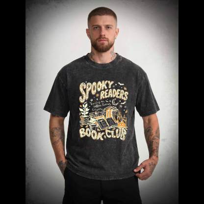 Spooky Readers Book Club Halloween Washed T-shirt