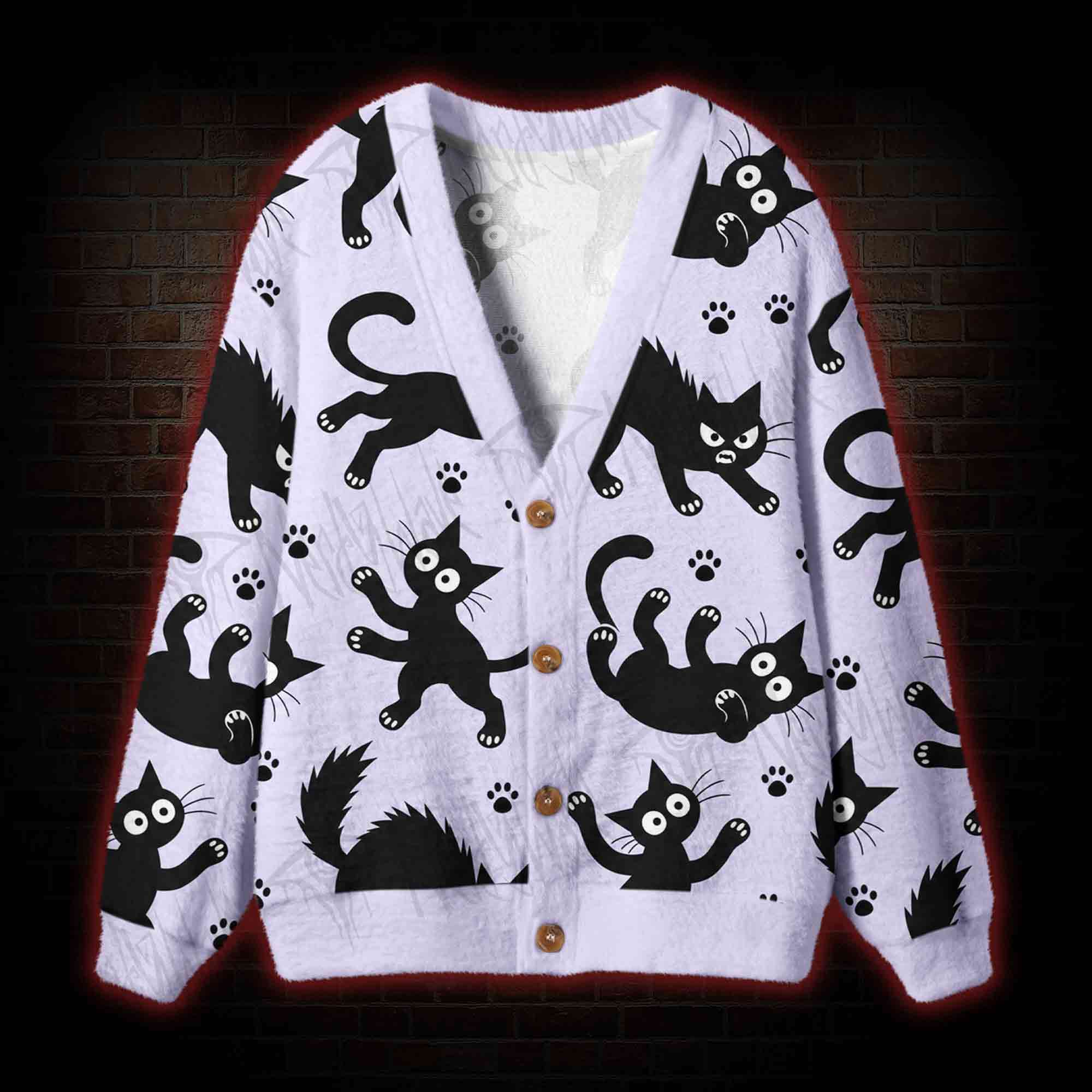Black Cats Cardigan Sweater