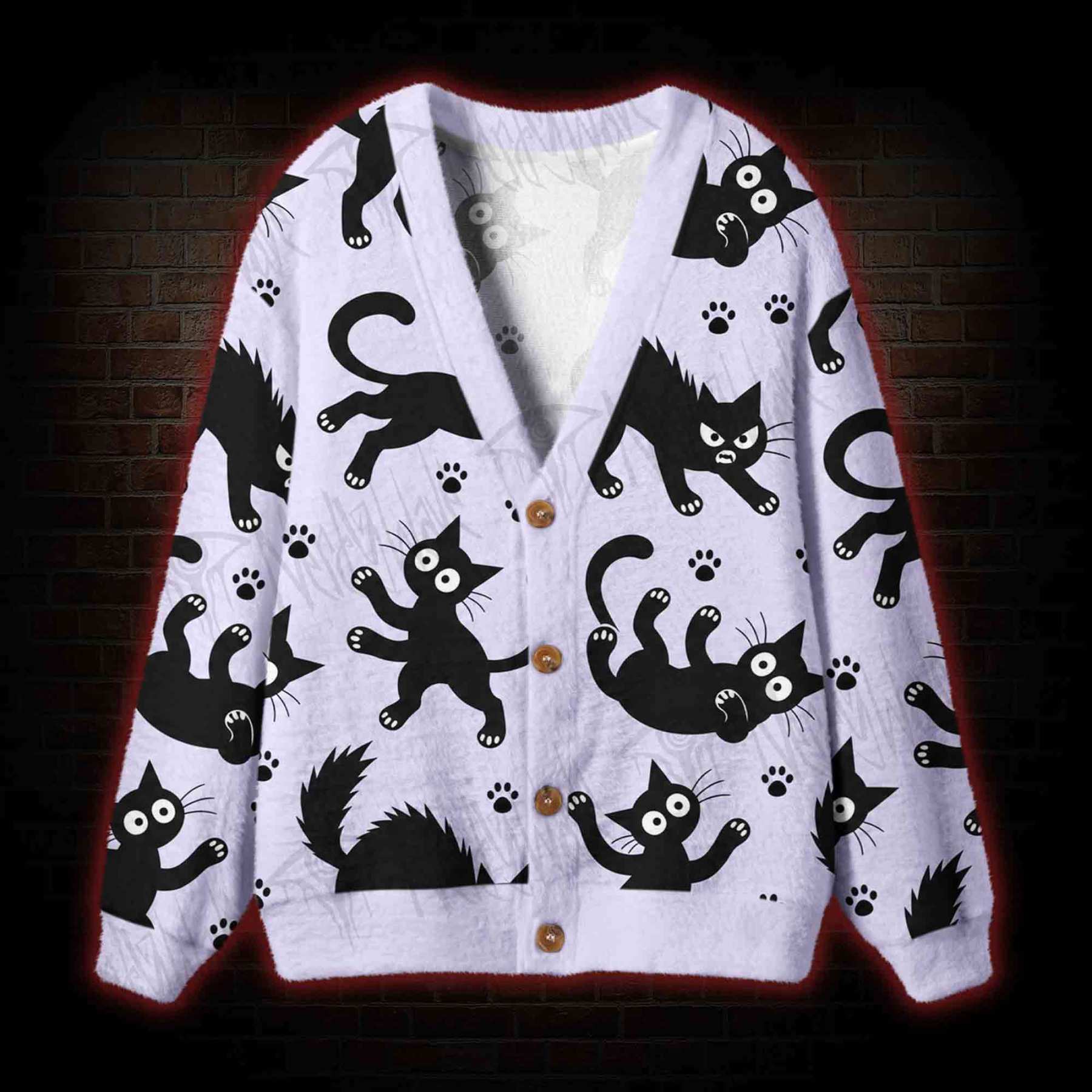 Black Cats Cardigan Sweater