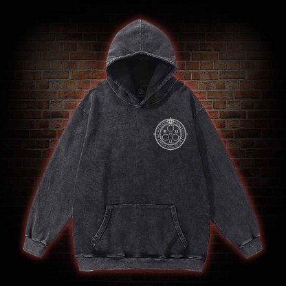 There Was a Hole Back Print Washed Hoodie