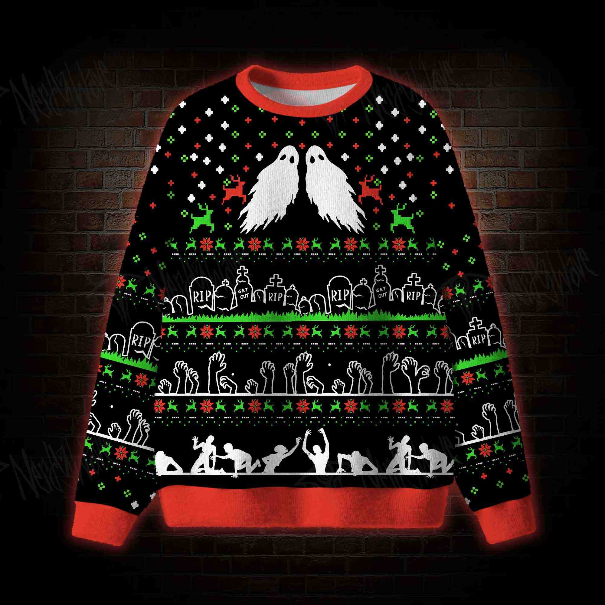 Ghosts Rise for Christmas Ugly Sweatshirts
