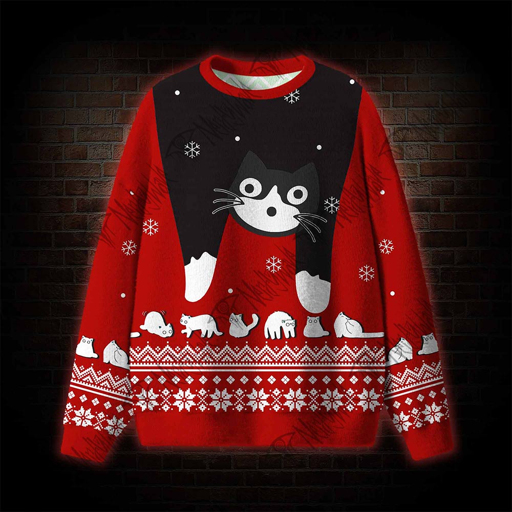 Santa Claus Cat Gingerbread Man Ugly Sweatshirts