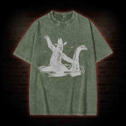Bigfoot And Loch Ness Monster Washed T-shirt