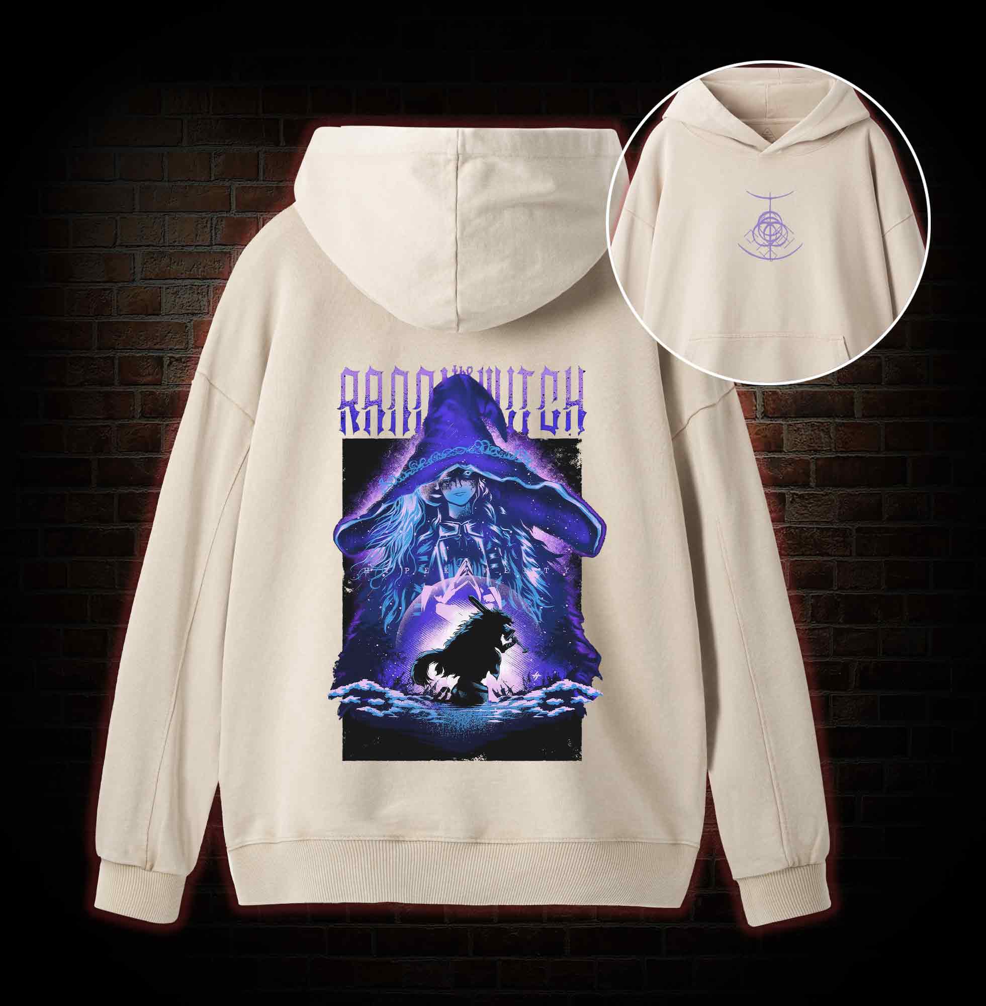 Demigod Witch Back Print Washed Hoodie