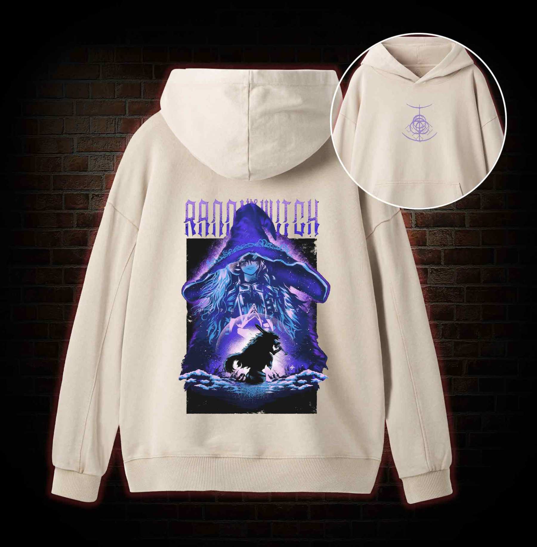 Demigod Witch Back Print Washed Hoodie